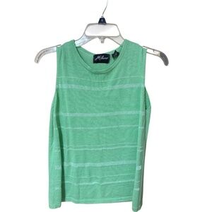 90s VINTAGE GREEN STRIPED KNIT TANK TOP